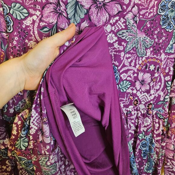 Style & Co Boho Purple Floral Flower Tunic Top 100% Nylon Size Medium M - Picture 6 of 10